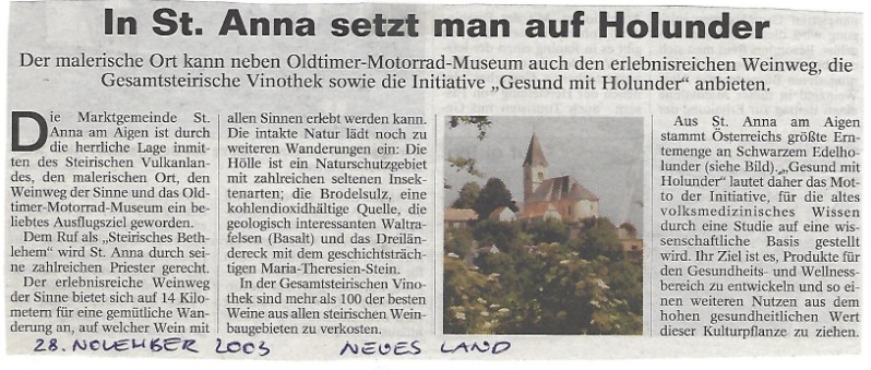 Artikel - In St. Anna setzt man auf Holunder